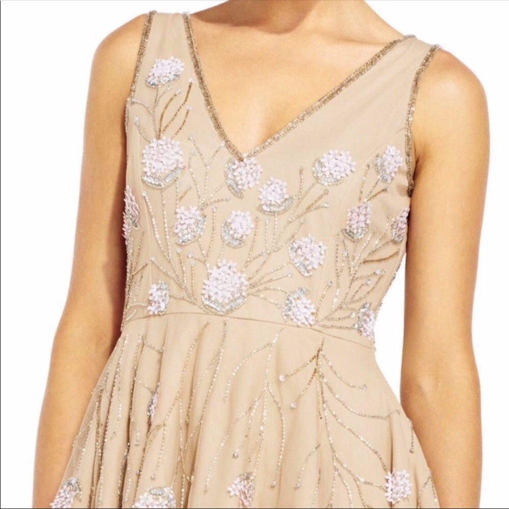 Adrianna Papell beaded floral bloom midi dress